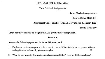 BESE 141 IGNOU SOLVED ASSIGNMENT 2022-2023 || ENGLISH ICT IN EDUCATION || JULY 2022 - JANUARY 2023