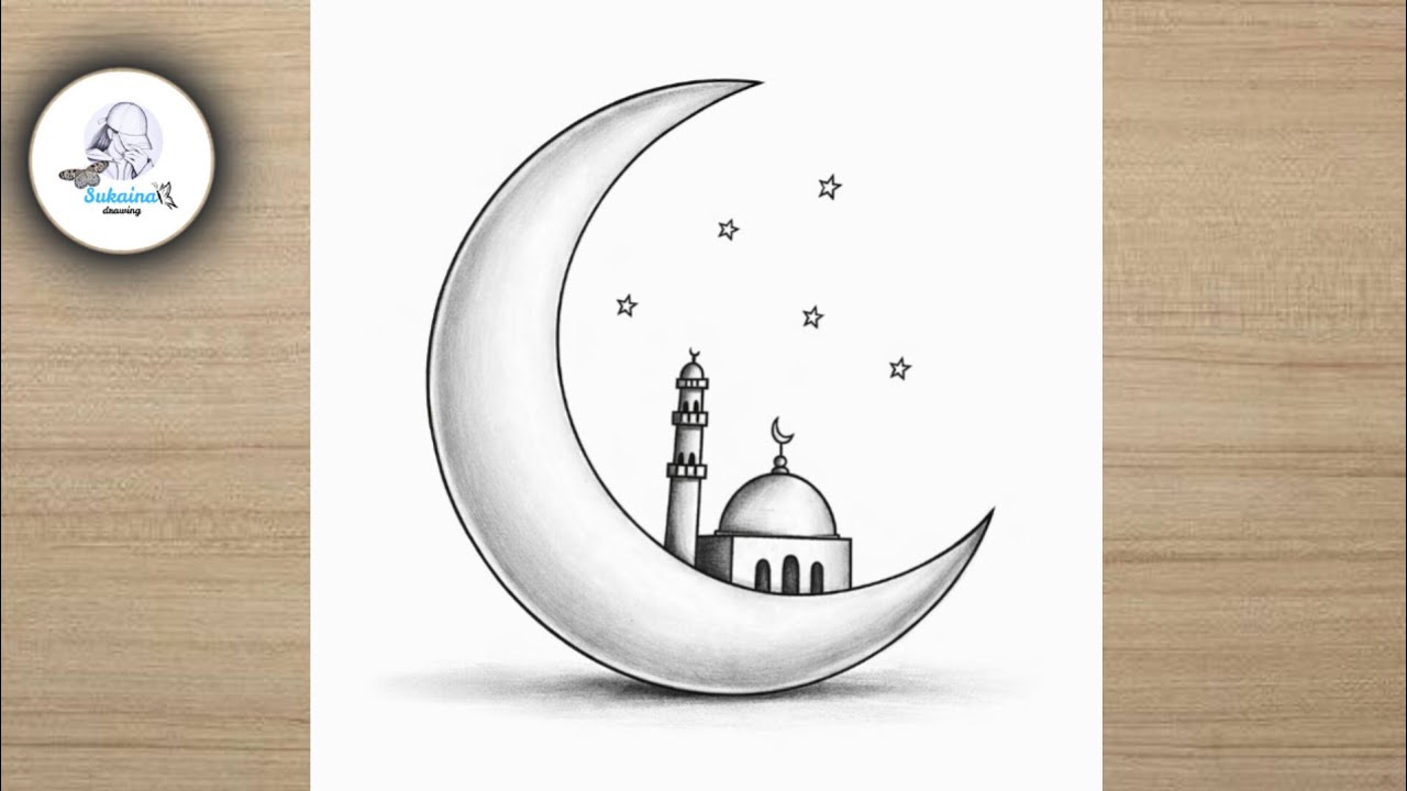 Ramzan Eid  special Pencil Drawing / Easy Moon Mosque Drawing Step by Step / pencil drawing / Art 