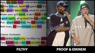 Proof & Eminem - Filthy [Rhyme Scheme] Highlighted