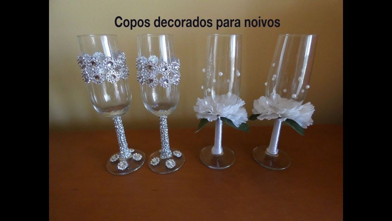 Diy Taças de champanhe decoradas para noivos / wedding glasses  1