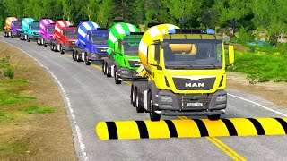 Flatbed Trailer Toyota LC Cars Transportation with Truck - Pothole vs Car #002 - BeamNG.Drive