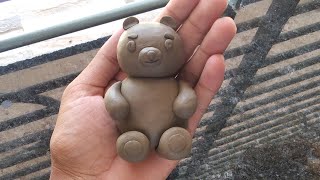 little and cute teddy bear 🐻 - bady taddy bear made by soil - soil clay art