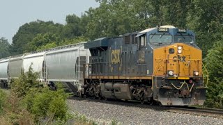 CSX 3002 Throttles Up on Heavy EB M329-19 w/Mid CSX 7227 DP | 07/19.26