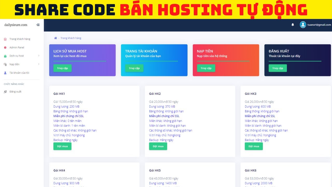 bangmod hosting  2022 New  Share code bán hosting tự động api qua dailysieure , không lỗi | Code bán hosting tự động | Tuấn Ori