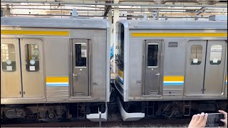 【205系T19＋T11編成  国府津車両センター疎開回送】国鉄205系0・1100番台ﾅﾊT19編成＋ﾅﾊT11編成の貴重な連結面を武蔵中原駅で観察！（回9394M）2023.12.28