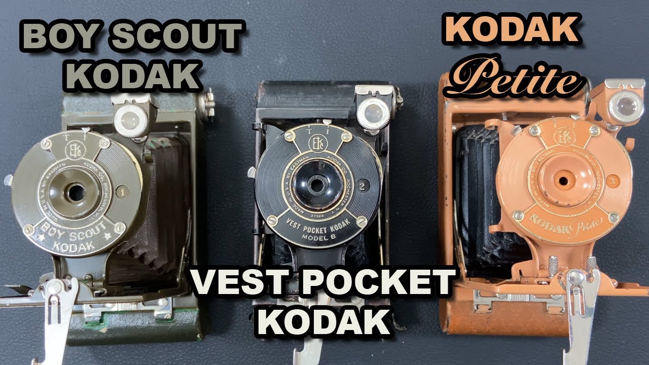 Vintage Vest Pocket Kodak Model B, Petite, and Boy Scout Cameras YouTube