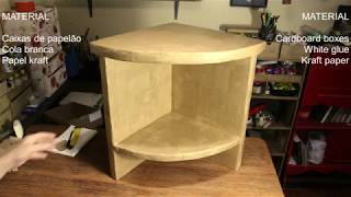 PARECE MADEIRA!! Aprenda a Fazer uma MESINHA de CANTO de PAPELÃO - DIY CORNER TABLE