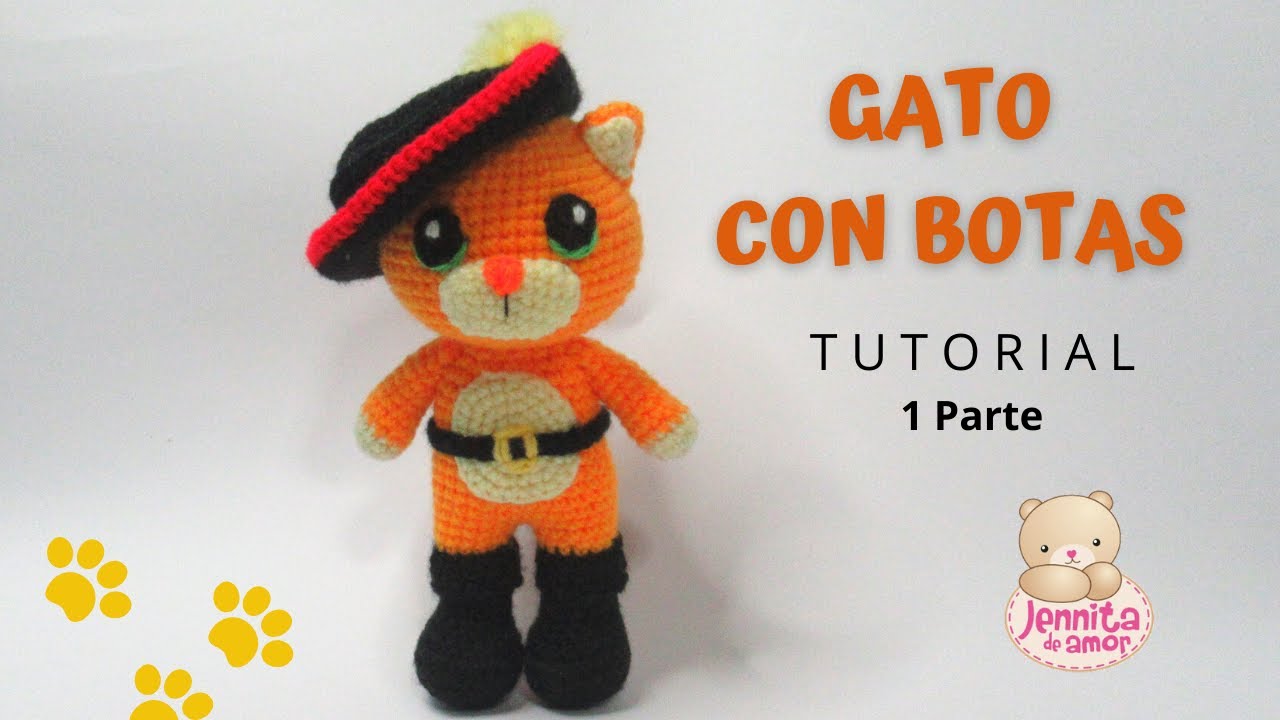 GATO CON BOTAS Amigurumi Tutorial paso a paso Parte 1 Nivel Intermedio (Patrón en Descripción)