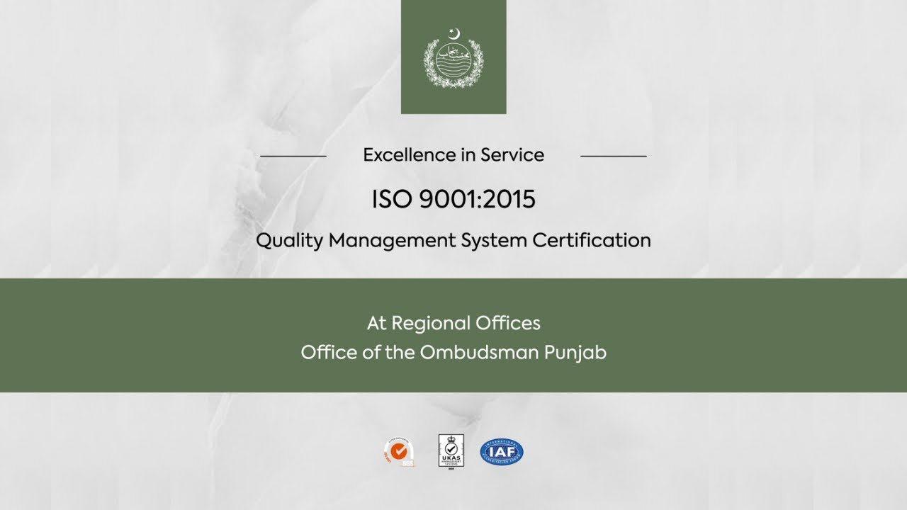 ISO 9001:2015 Quality Management System | Office of the Ombudsman Punjab