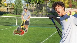 He Built a Grass Tennis Court in His Backyard!