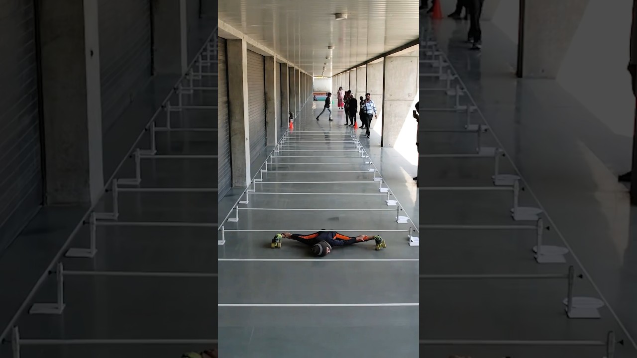 Lowest limbo roller skating over 25 metres - 16 cm (6.29 in) by Takshvi Vaghani 🇮🇳