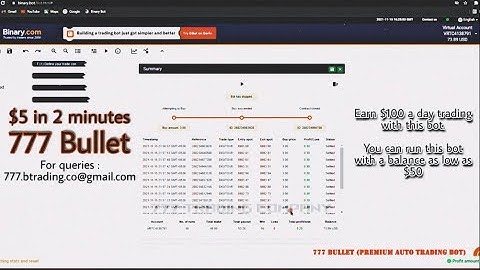 🏆777 Bullet (Premium Auto Trading Bot) Binary.com - 95% Winning Ratio🏆