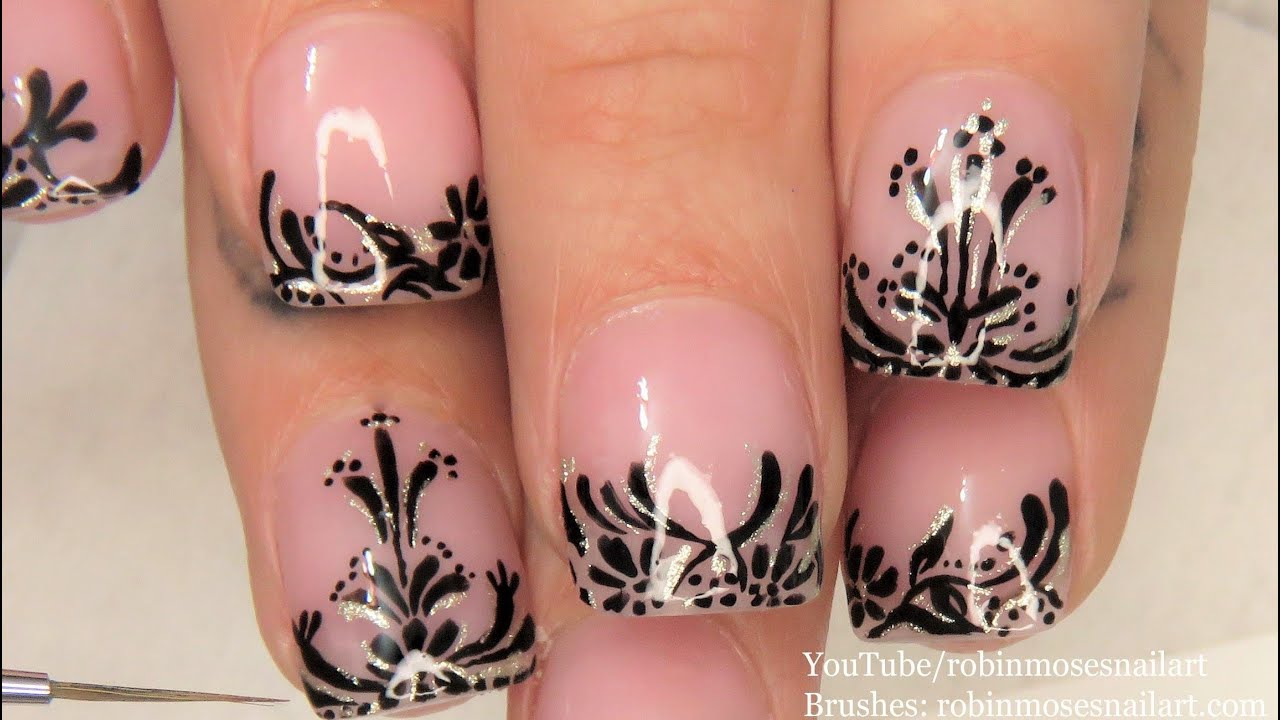 Black lace | Lace nails, Lace nail art, White lace nails