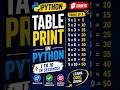 Print Multiplication Table in Python in 30 Seconds 🔥 | #shortsvideo #learnpython #coding