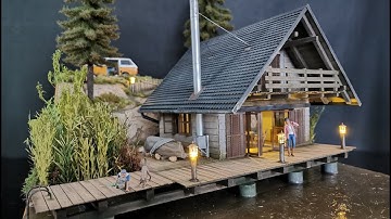 Beautiful Blockhouse Modelling Diorama in scale 1:35 / Model house in the water