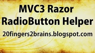RadioButton helper in MVC3 Razor
