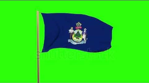 maine flag waving in the wind. Green screen, alpha matte. Loopable animation Stock video by