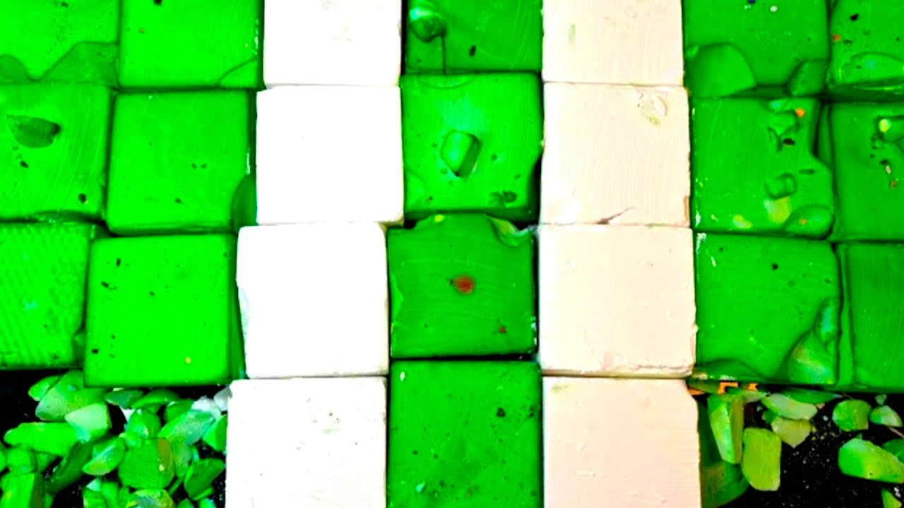💚GreenWhite Reformed GymChalk Blocks | Crunchy | ASMR | Satisfying by
