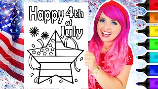 Coloring Happy 4th of July Coloring Page | Prismacolor Paint Markers