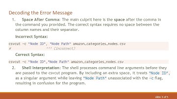 Resolving the csvcut: error: unrecognized arguments: filename.csv Issue