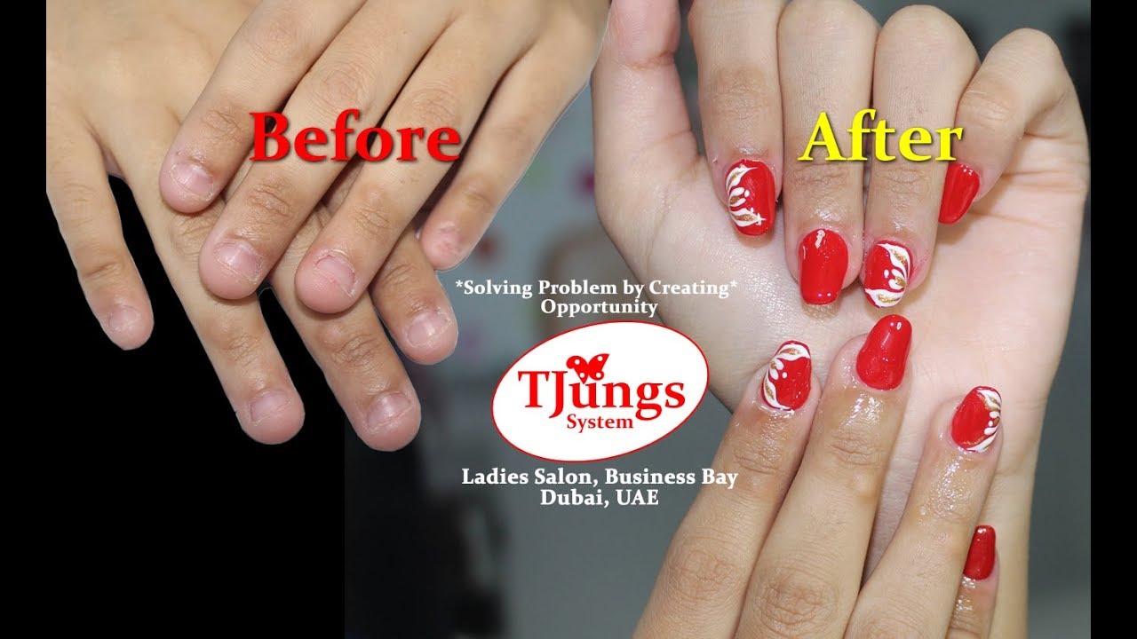 dual nail form extension on bitten nails in dubai YouTube