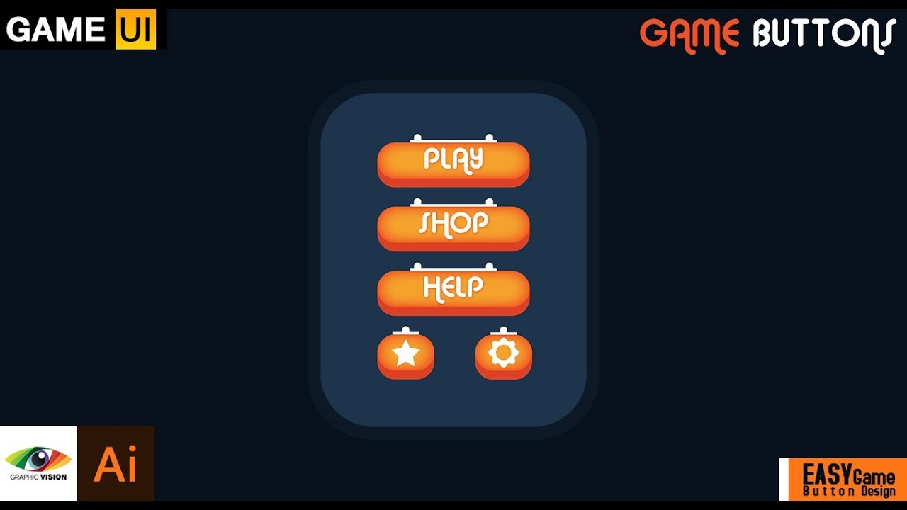 How To Create Super Easy Game Buttons Ui Design Mobile Game Menu Youtube