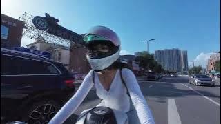 Cute beautiful motorcycles girl