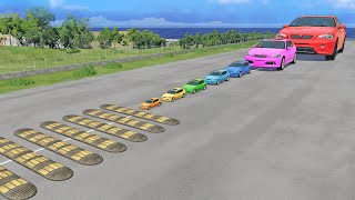Big & Small Cars vs 100 SPEED BUMPS in BeamNG Drive!