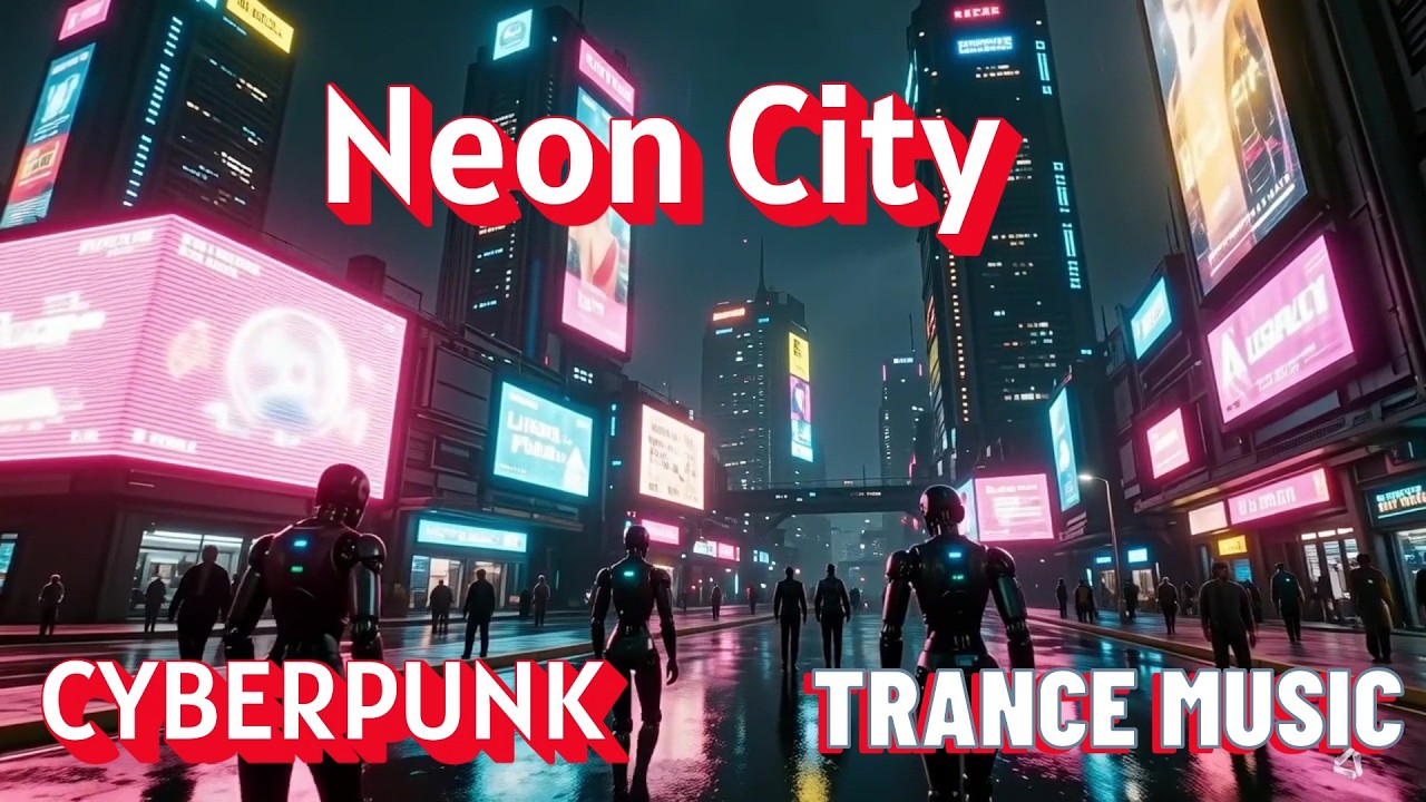 Neon City Cyberpunk Dystopian Progressive Trance Music Techno A.I.