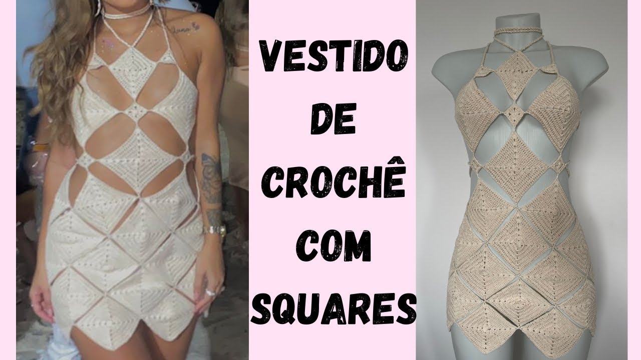 Vestido de crochê square/ versão destro @summercroche