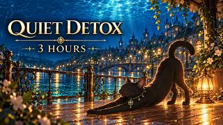 Quiet Digital Detox 🌿 3 Hours of Cozy Fantasy Music, Soft Rain & Water | Night Canal screenshot 4