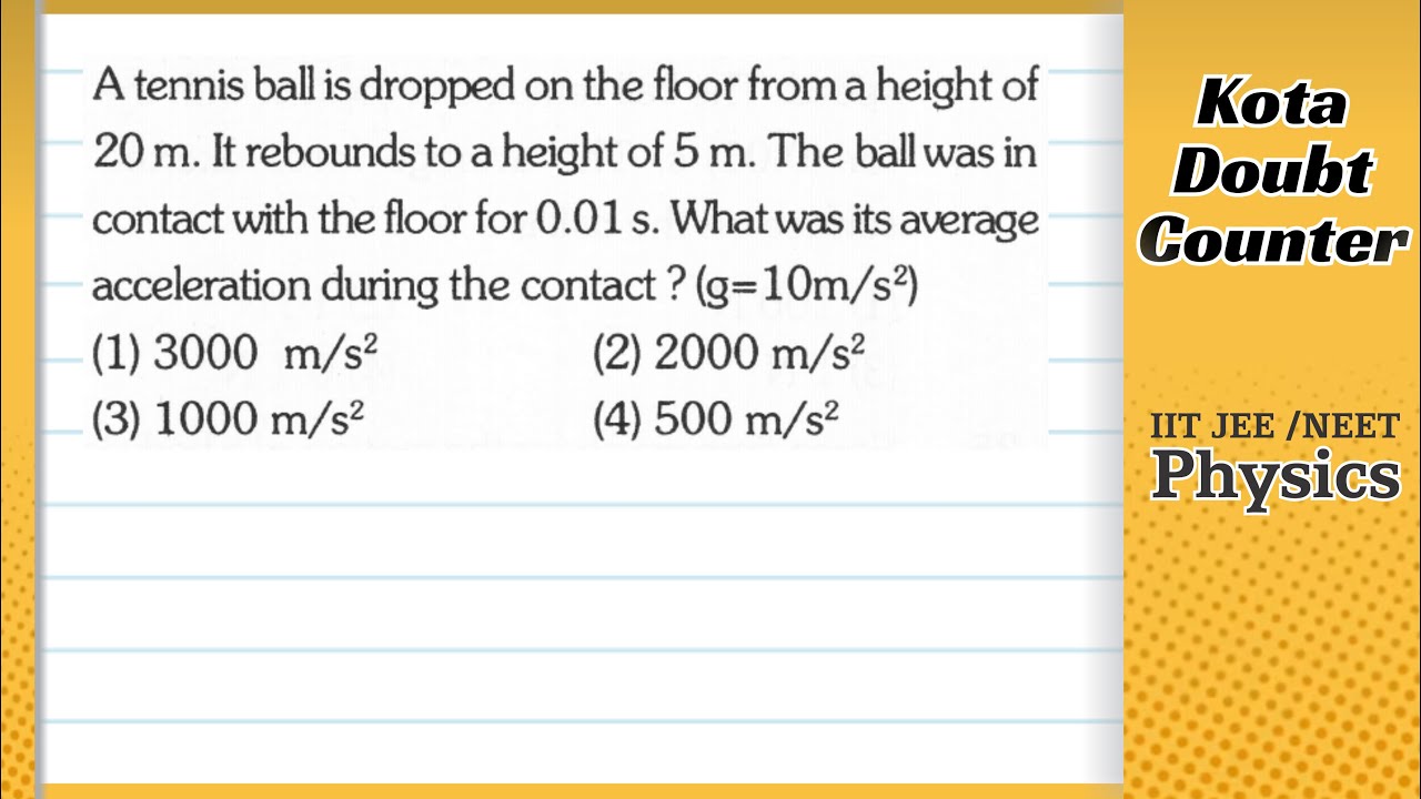 A tennis ball is dropped on the floor from a height of 20 m. It
