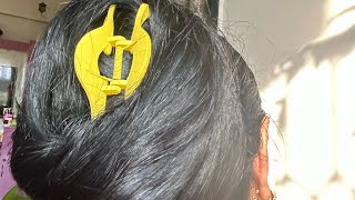 How To / Yellow Big Clutcher Hair Bun Hairstyle #Longhair #saritashairworld