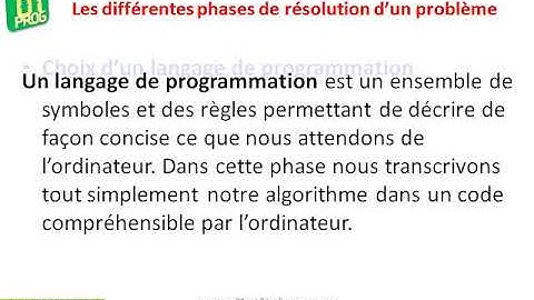 Algorithme de base:  Les différentes phases de résolution d’un problème, la structure d’un algo