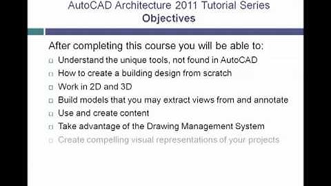 AutoCAD Architecture 2011 - Introduction to the Tutorial Series