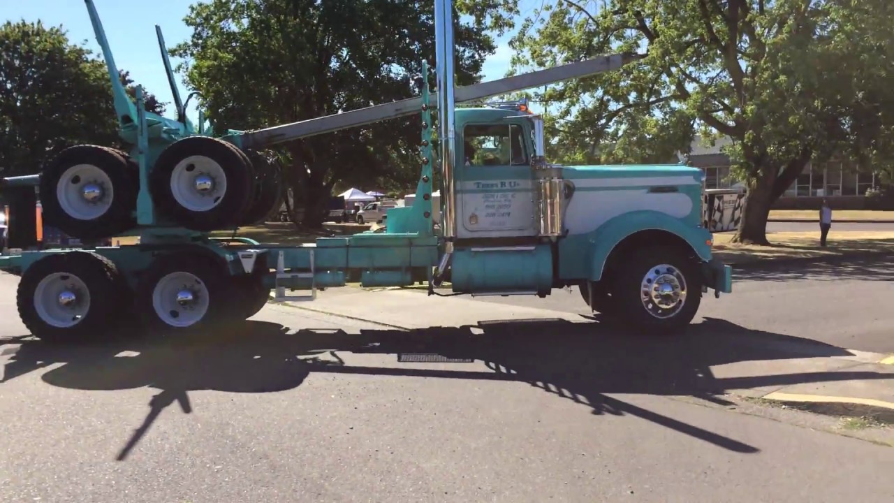 1974 Kenworth A Model Log truck arriving at the Junction City truck