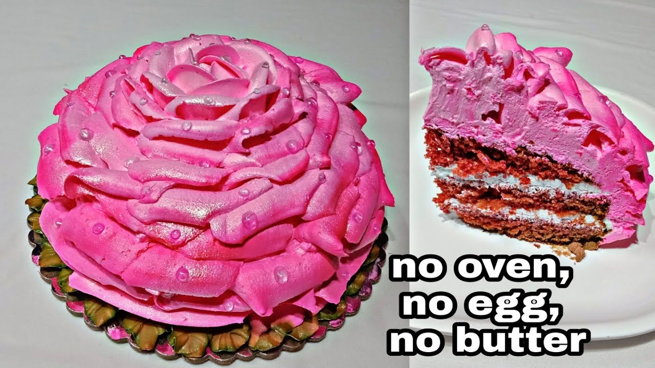 Rose cake recipe /// कढईत कींवा टोपामध्ये बनवा घरच्या घरी रोझ केक