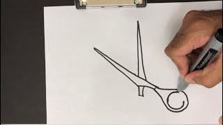 كيف ارسم مقص حلاقة How to draw barber scissors