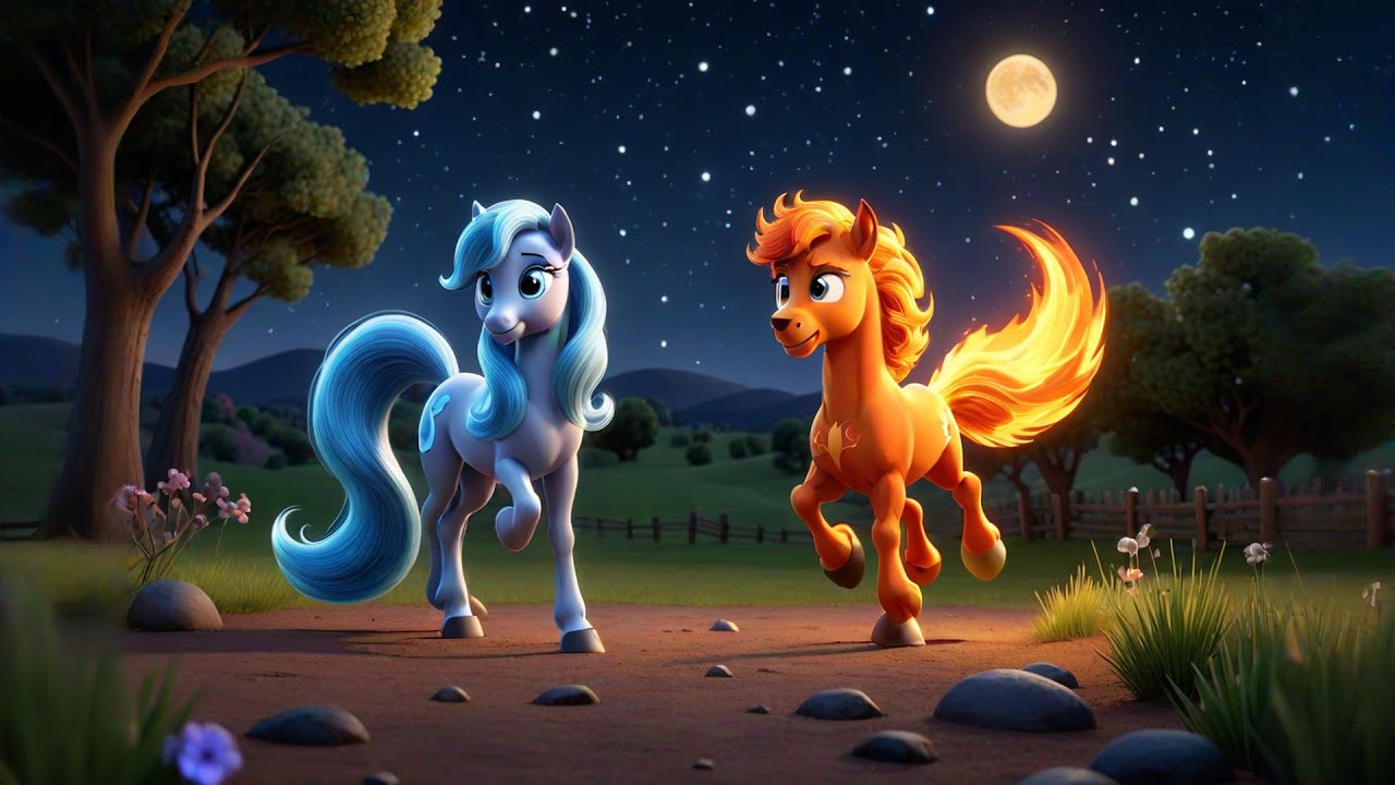 Four Sparkly Ponies Jump Over the Moon | Magical Nursery Rhyme for | Baby Songs and Preschool