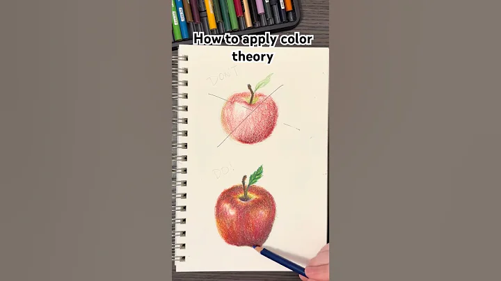 How to elevate art with color theory | 🍎apple colored pencil tutorial #coloring #colortheory #art thumbnail