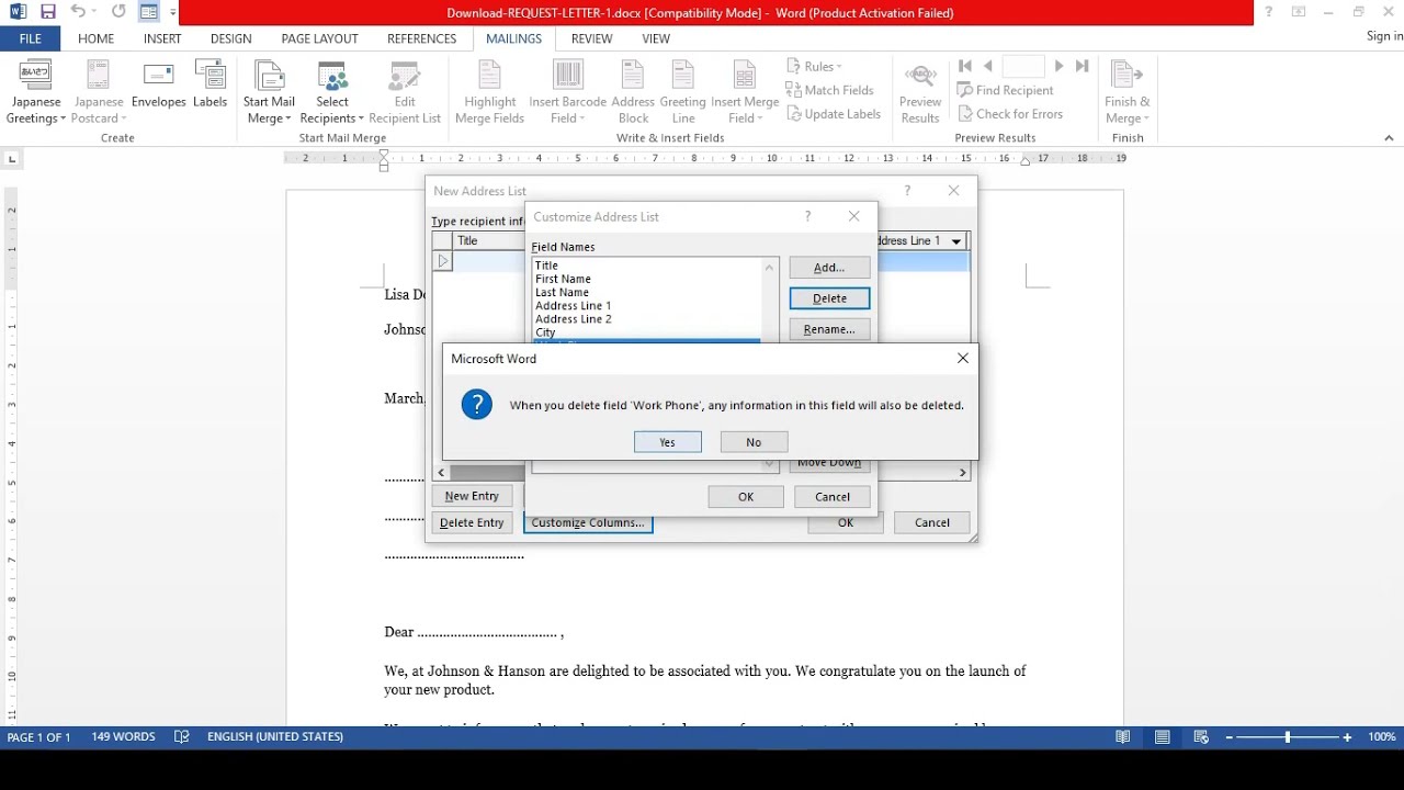 Mail Merge in MS Word