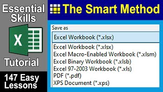 1-7: Understand Common Excel file formats (XLSX, XLSM, XLSB, XLS, PDF)