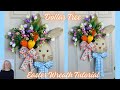 Dollar tree easter bunny wreath diy spring floral door hanger splatter screen tutorial high end