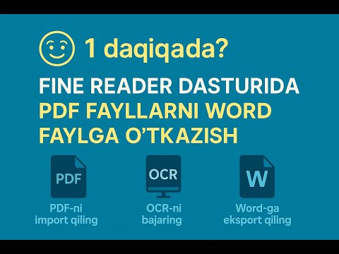 Fine reader dasturida pdf fayllarni word faylga o`tkazish
