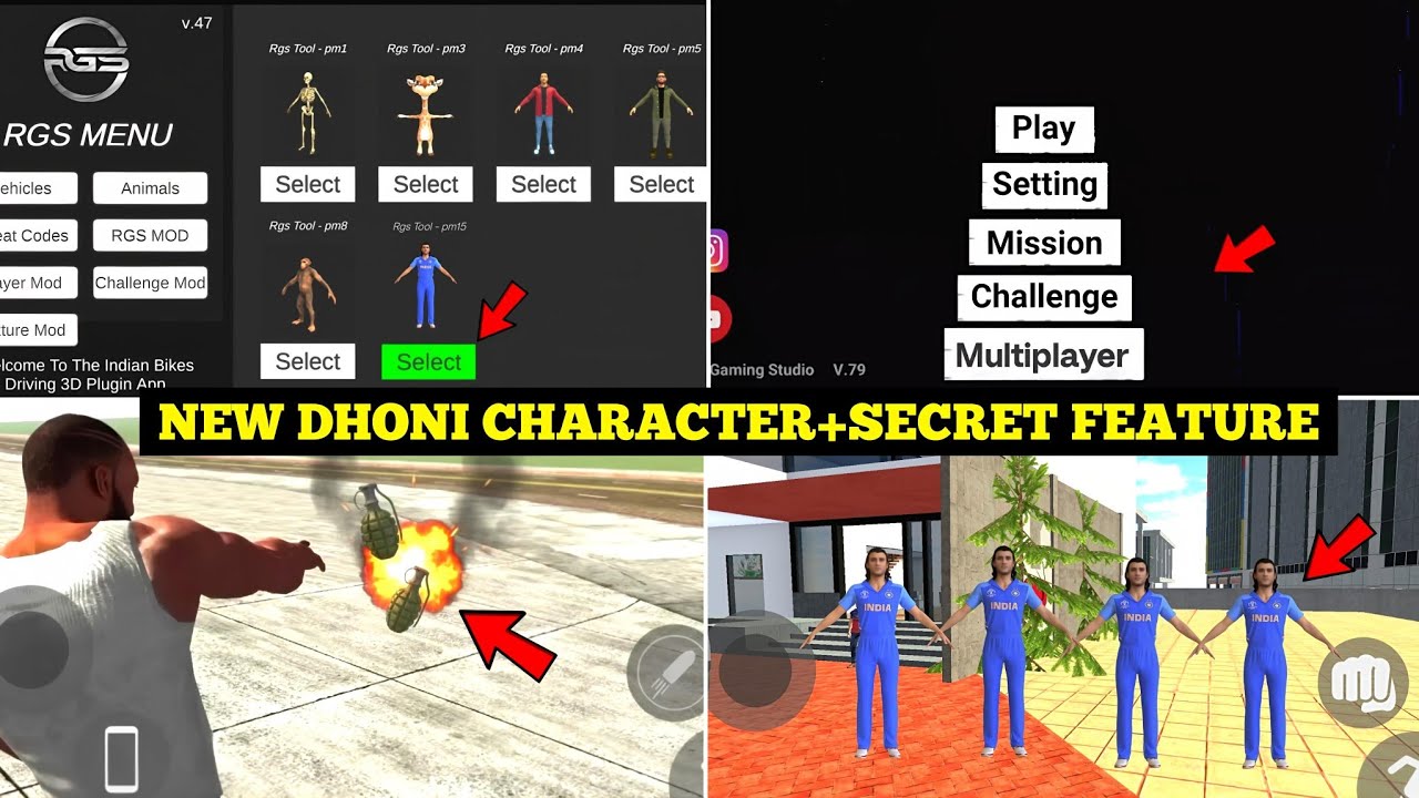 New MS Dhoni Character Cheat Code in Indian Bike Driving 3D 🤯🔥| New Update Feature | Harsh in Game