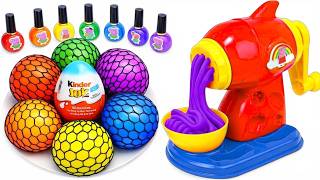 Satisfying Video l How to make Rainbow Noddles with Stress Balls &amp; Nail Polish Cutting ASMR
