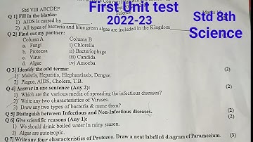 First Unit Test | Std 8th | Science | 2022-23