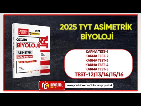 2025 TYT BİYOLOJİ ASİMETRİK Soru Bankası | KARMA-12/13/14/15/16 | TEST 12-13-14-15-16