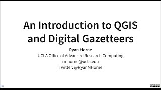 An Introduction to QGIS and Digital Gazetteers