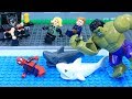 Lego Swimming Pool HULK Saves Avengers from Crazy Shark